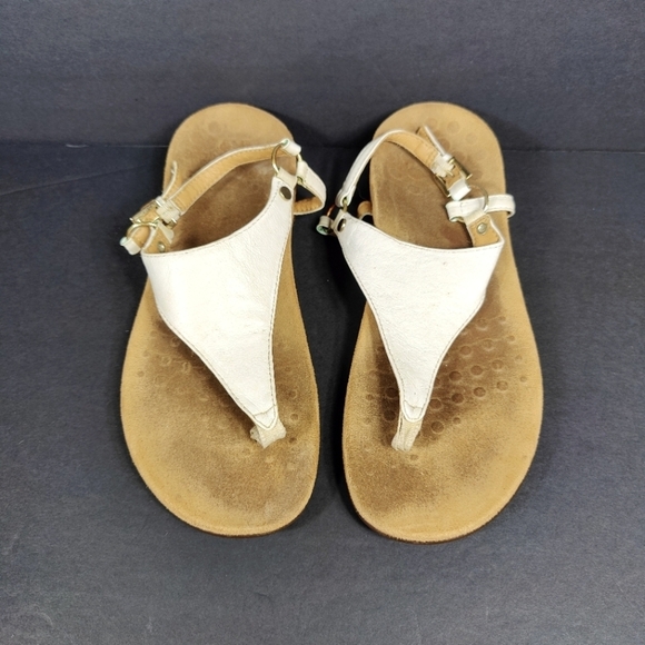 Vionic Kirra White Leather Single Buckle Thong Sandal Women's Size 7 - Picture 1 of 5